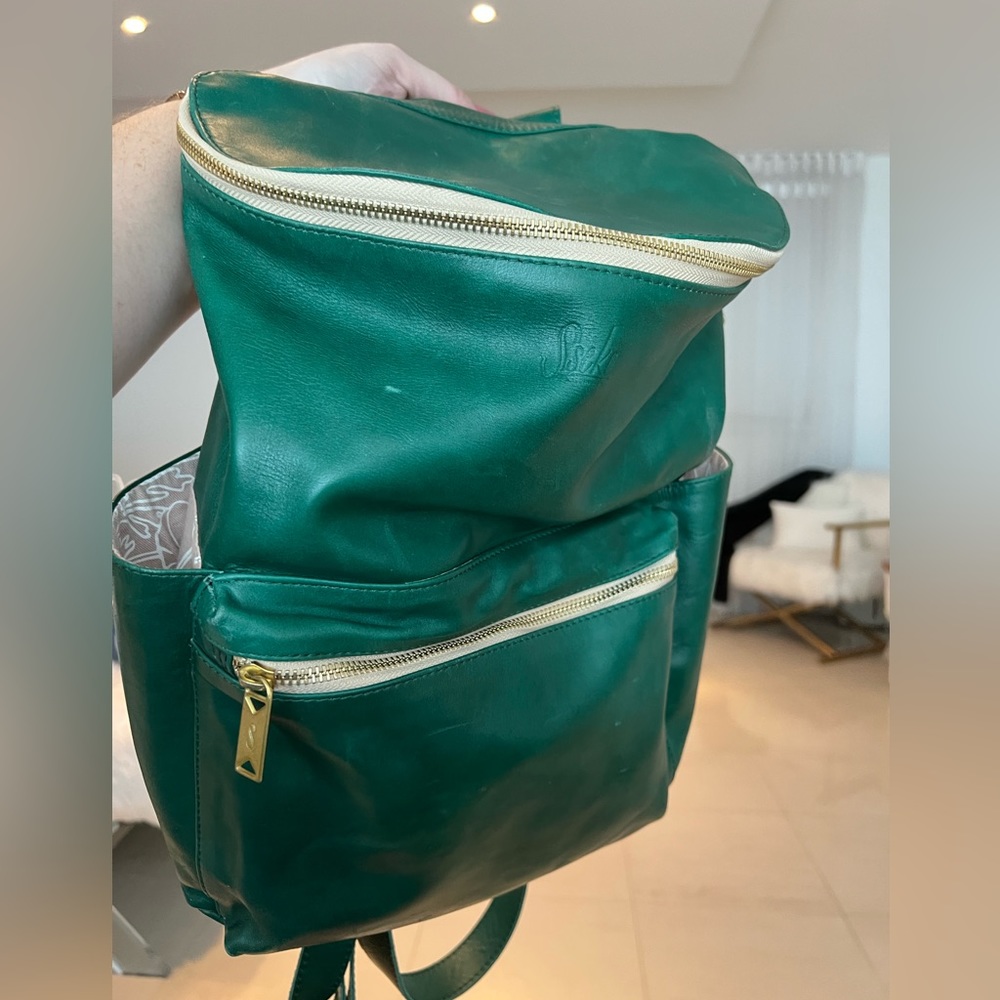 Gently used sseko leather convertible backpack in agave.
